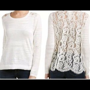 CAbi Lace Back Sweater. Size Medium